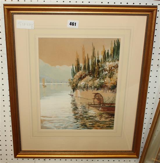 Gianni watercolour, Italian lake scene